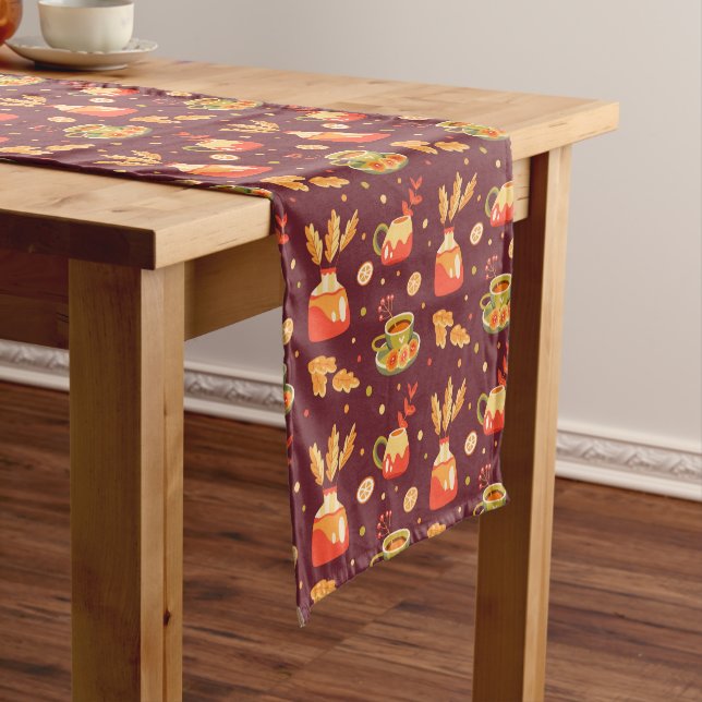 Autumn Cozy Pumpkin Spice  Short Table Runner (In Situ)