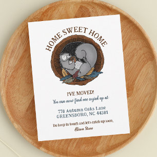 Autumn Cozy Squirrel Moving New Address Announcement