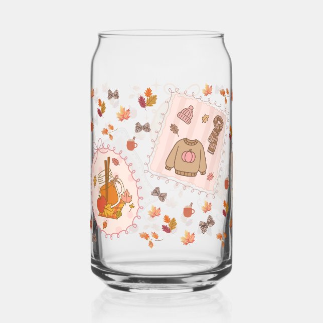 Autumn Cozy Sweater & Pumpkin Spice Can Glass (Front)
