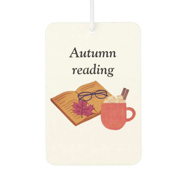 Autumn Cozy Vibes – Hot Cocoa, Book & Fall Leaves  Air Freshener (Front)
