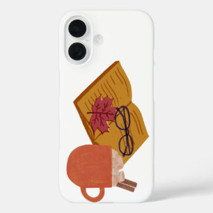 Autumn Cozy Vibes – Hot Cocoa, Book & Fall Leaves  iPhone 16 Case