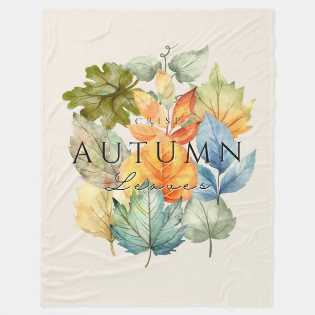 Autumn Crisp Leaves Fleece Blanket–Cozy Fall Home (Front)