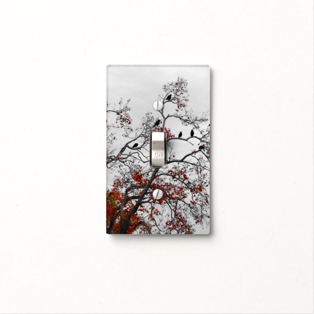 Autumn Crow Tree Light Switch Cover (In Situ)