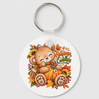 Autumn Cuddles Teddy Bear Pumpkin Fall Baby & Kids Keychain