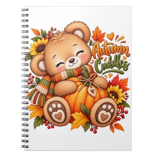 Autumn Cuddles Teddy Bear Pumpkin Fall Baby & Kids Notebook