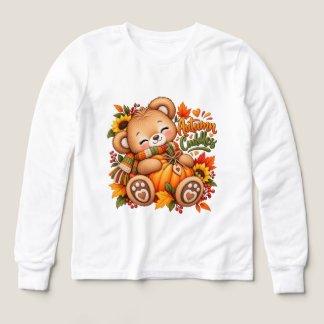 Autumn Cuddles Teddy Bear Pumpkin Fall Baby & Kids Tri-Blend Shirts