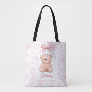 Autumn Custom Pink Teddy Bear Nursery Design Tote Bag