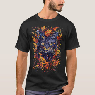 Autumn Cute Cat Fall Breeze T-Shirt