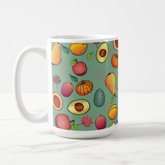 Autumn Cute Colorful Fruit Pumpkin Foliage Coffee Mug (Left)