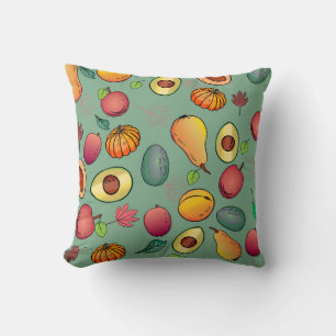 Autumn Cute Colorful Fruit Pumpkin Foliage Throw Pillow