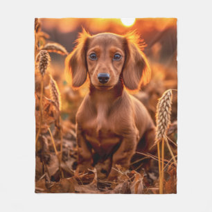 Autumn Dachshund – Cozy & Devoted Fleece Blanket