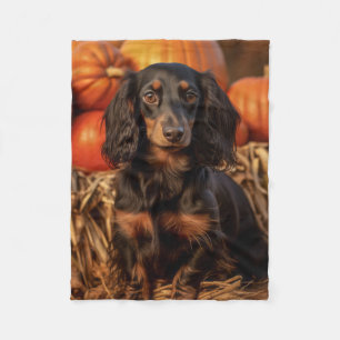 Autumn Dachshund – Cozy & Devoted Fleece Blanket