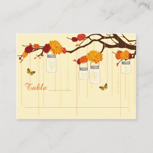 Autumn Dahlia Branch Modern Wedding Place Cards