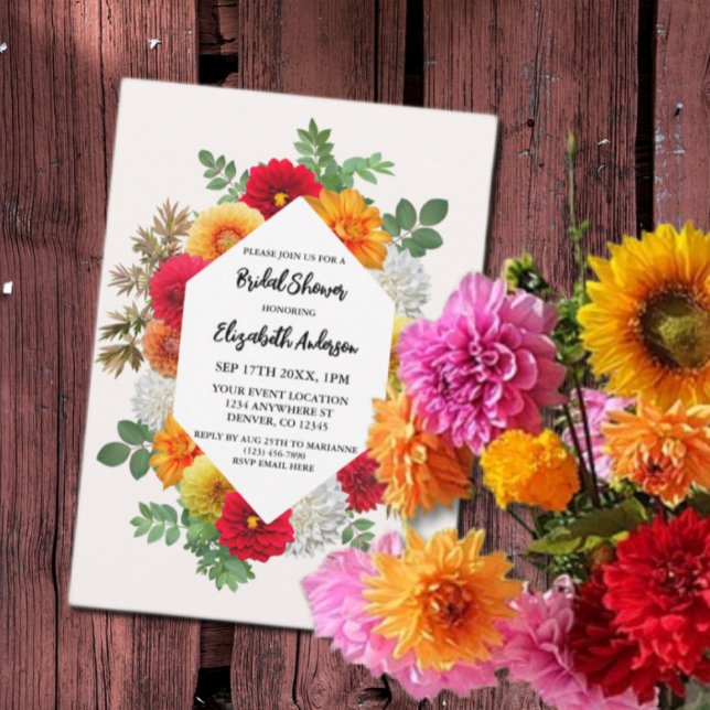 Autumn Dahlia Floral Fall Bridal Shower Invitation (Creator Uploaded)
