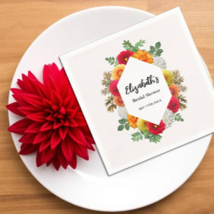 Autumn Dahlia Floral Fall Bridal Shower Napkins