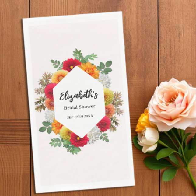 Autumn Dahlia Floral Fall Bridal Shower Paper Guest Towels (Creator Uploaded)