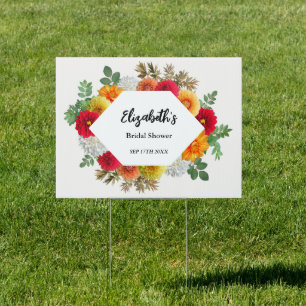 Autumn Dahlia Floral Fall Bridal Shower Sign