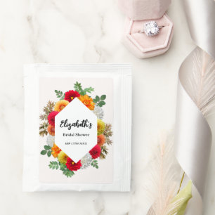 Autumn Dahlia Floral Fall Bridal Shower Tea Bag Drink Mix
