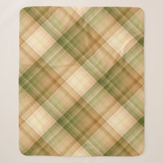 Autumn Daisy Cream and Green Plaid Sherpa Blanket