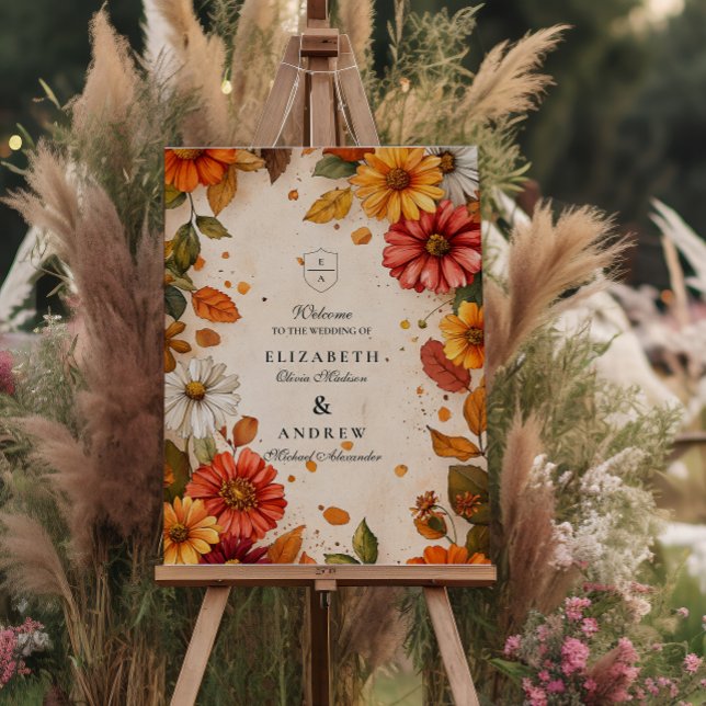 Autumn Daisy Floral Wedding Foam Board (Creator Uploaded)