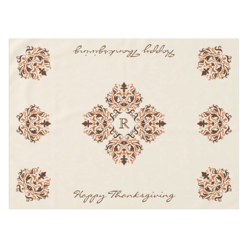 Autumn damask monogram classy tablecloth