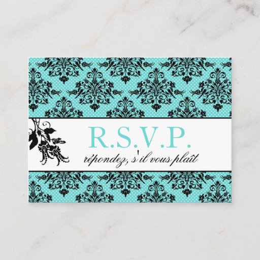 Customizable Autumn Damask RSVP Notecard_Tasha Business Card Template