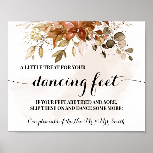 Autumn Dancing Feet Sign Flip Flops Wedding Party