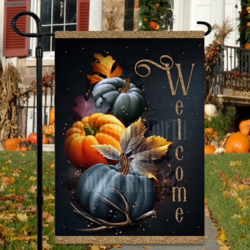 Autumn Dark Pumpkins Elegant Welcome Garden Flag