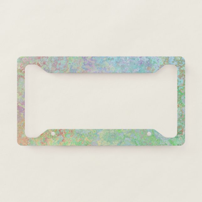 Autumn Dawn Neon Pastel Alcohol Ink Abstract License Plate Frame (Front)