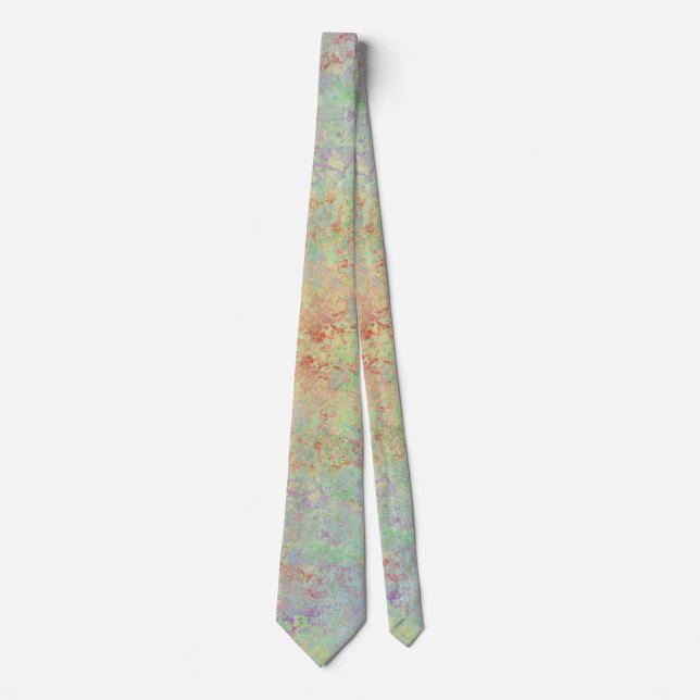 Autumn Dawn Neon Pastel Alcohol Ink Abstract Neck Tie (Front)
