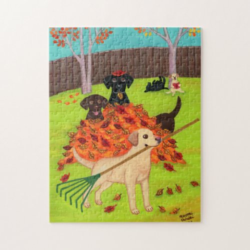 Autumn Day Labradors Jigsaw Puzzle