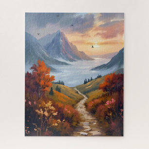 Autumn Daydreams   Fall Mountain Landscape Painted Jigsaw Puzzle