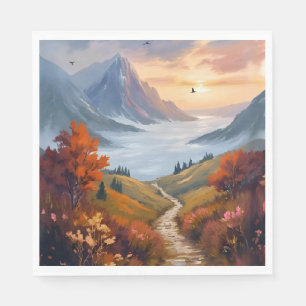 Autumn Daydreams Fall Mountain Landscape Painted Napkins