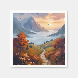 Autumn Daydreams Fall Mountain Landscape Painted Napkins