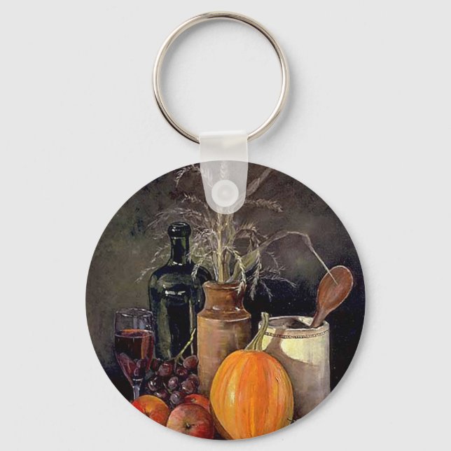Autumn Decorations on Table Keychain (Front)