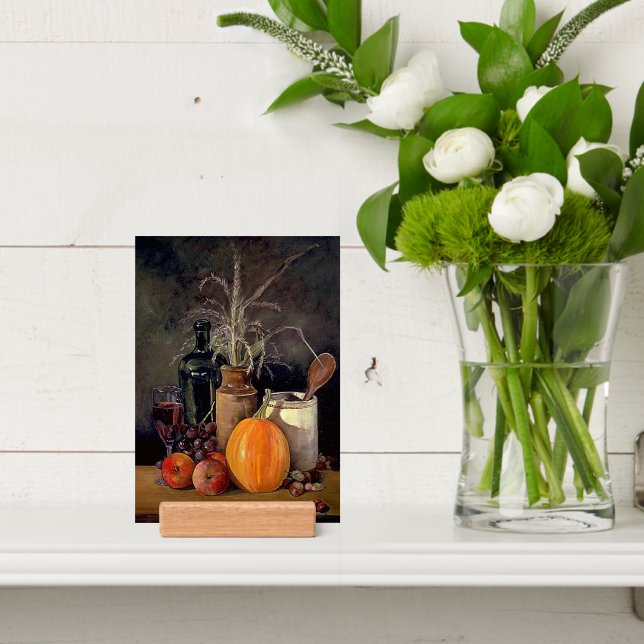 Autumn Decorations on Table Print in Wood Holder (Insitu 4)