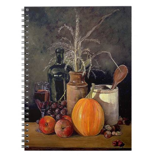 Autumn Decorations on Table Pumpkin Fruit Drink Notebook