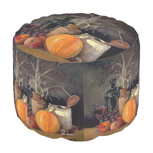 Autumn Decorations on Table Pumpkin Fruit Drink Pouf