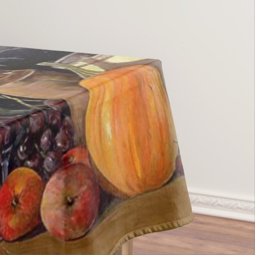 Autumn Decorations on Table Pumpkin Fruit Drink Tablecloth