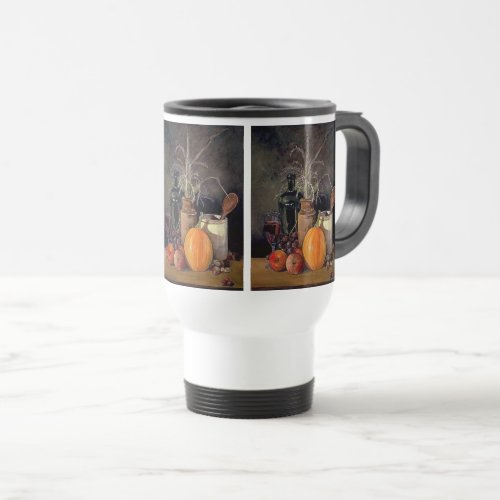 Autumn Decorations on Table Pumpkin Fruit Drink Travel Mug