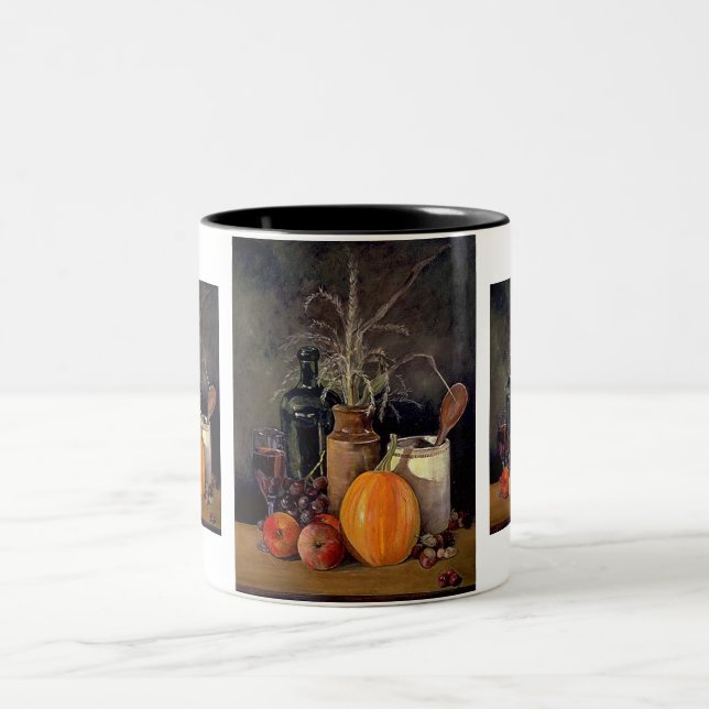 Autumn Decorations on Table Two-Tone Coffee Mug (Center)