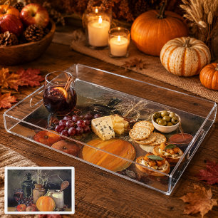 Autumn Decorations Pumpkin Fruit Drink Extra Large Acrylic Tray