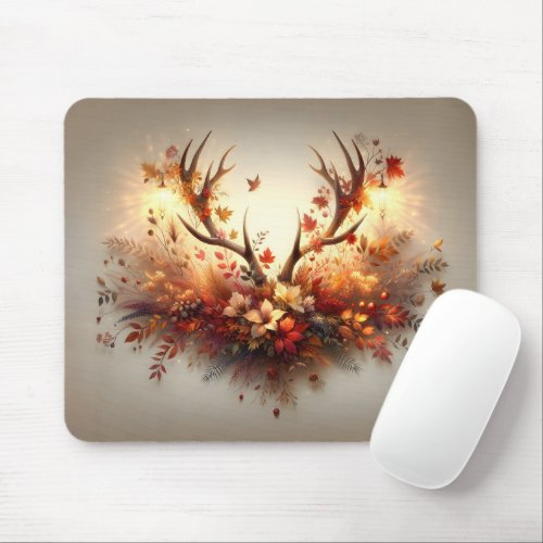 Autumn Deer Antler Bouquet Mouse Pad