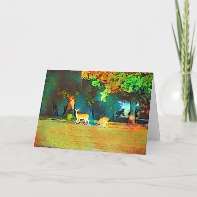 Autumn Deer Art Note Card (Front)