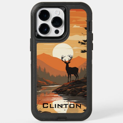 Autumn Deer Hunting Large Antlers Name OtterBox iPhone 14 Pro Max Case