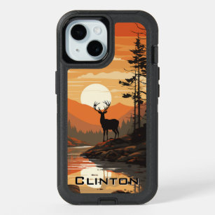 Autumn Deer Hunting Large Antlers Name iPhone 15 Case
