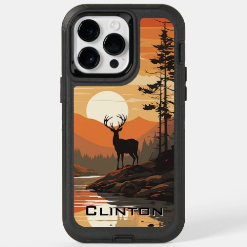 Autumn Deer Hunting Large Antlers Name OtterBox iPhone 14 Pro Max Case