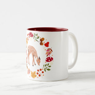 Autumn deer Two-Tone coffee mug