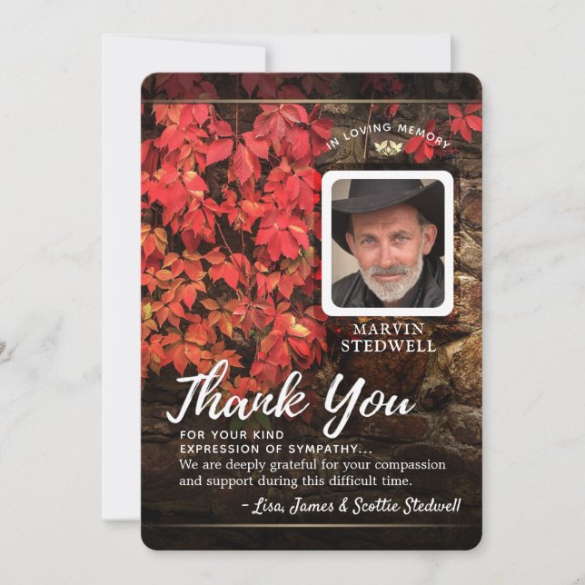 Autumn Delight Fall Leaves Nature Thank You Card (Front)