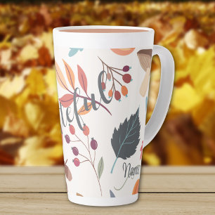 Autumn Design "grateful" & Name 17oz Latte Mug